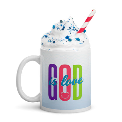God is Love Blue Shade White Coffee Mug
