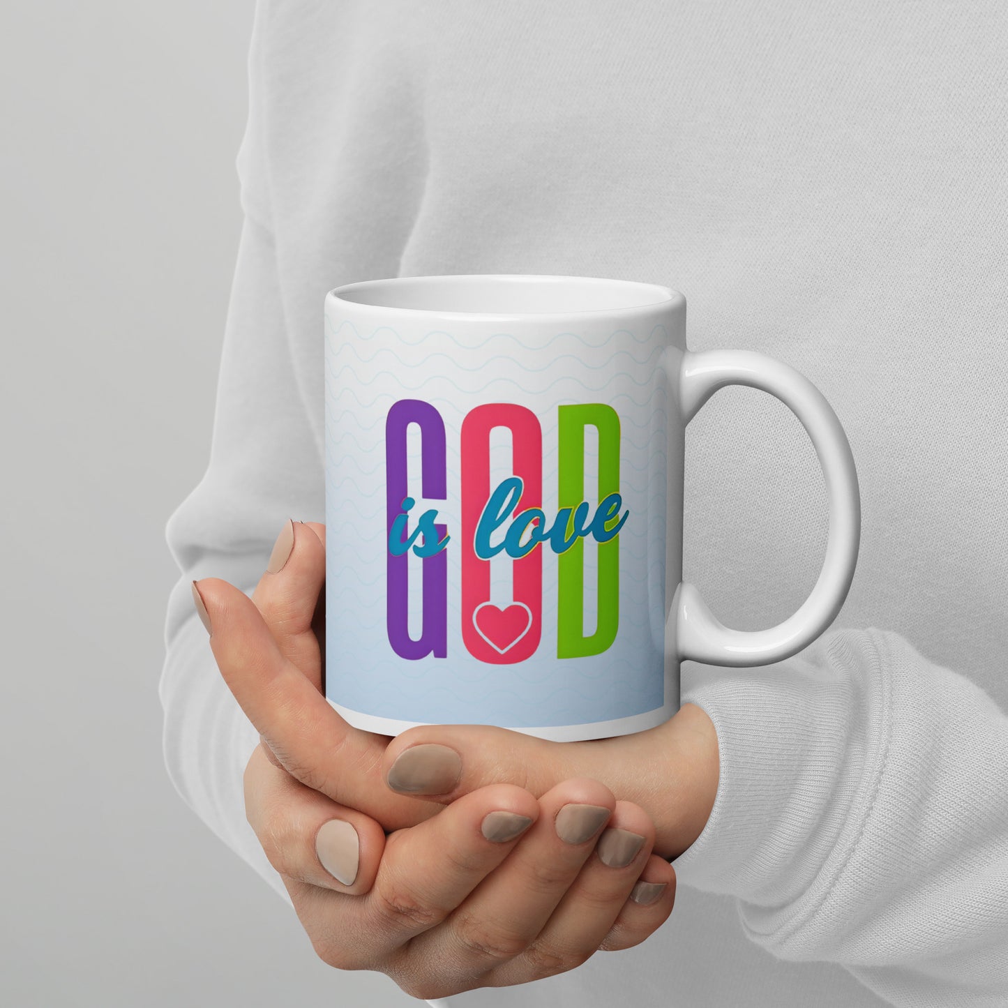 God is Love Blue Shade White Coffee Mug